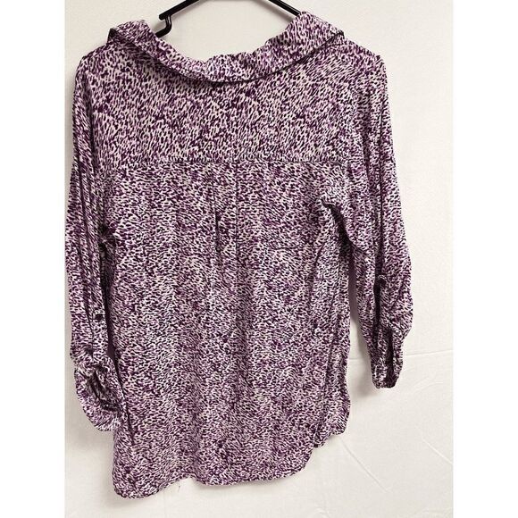 The Limited Womens Popover Long Sleeve tunic Blouse Purple white Size Medium - Picture 7 of 7